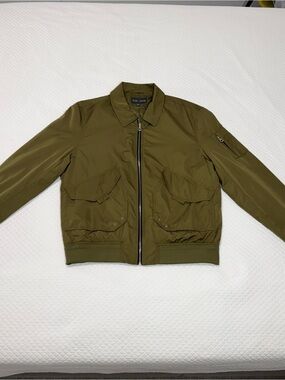Slate & Stone Olive Green Bomber Jacket with Front Zip